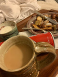 cooking with a pottery plate and pottery bowl 