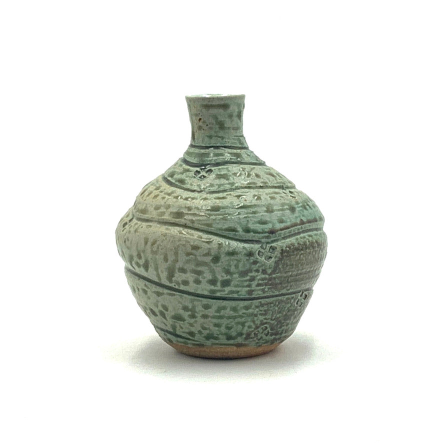 Handmade Pottery Mink River Green Bud Vase
