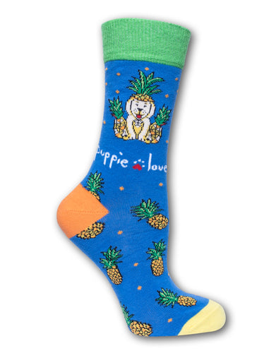 Blue Pineapple Crew Sock