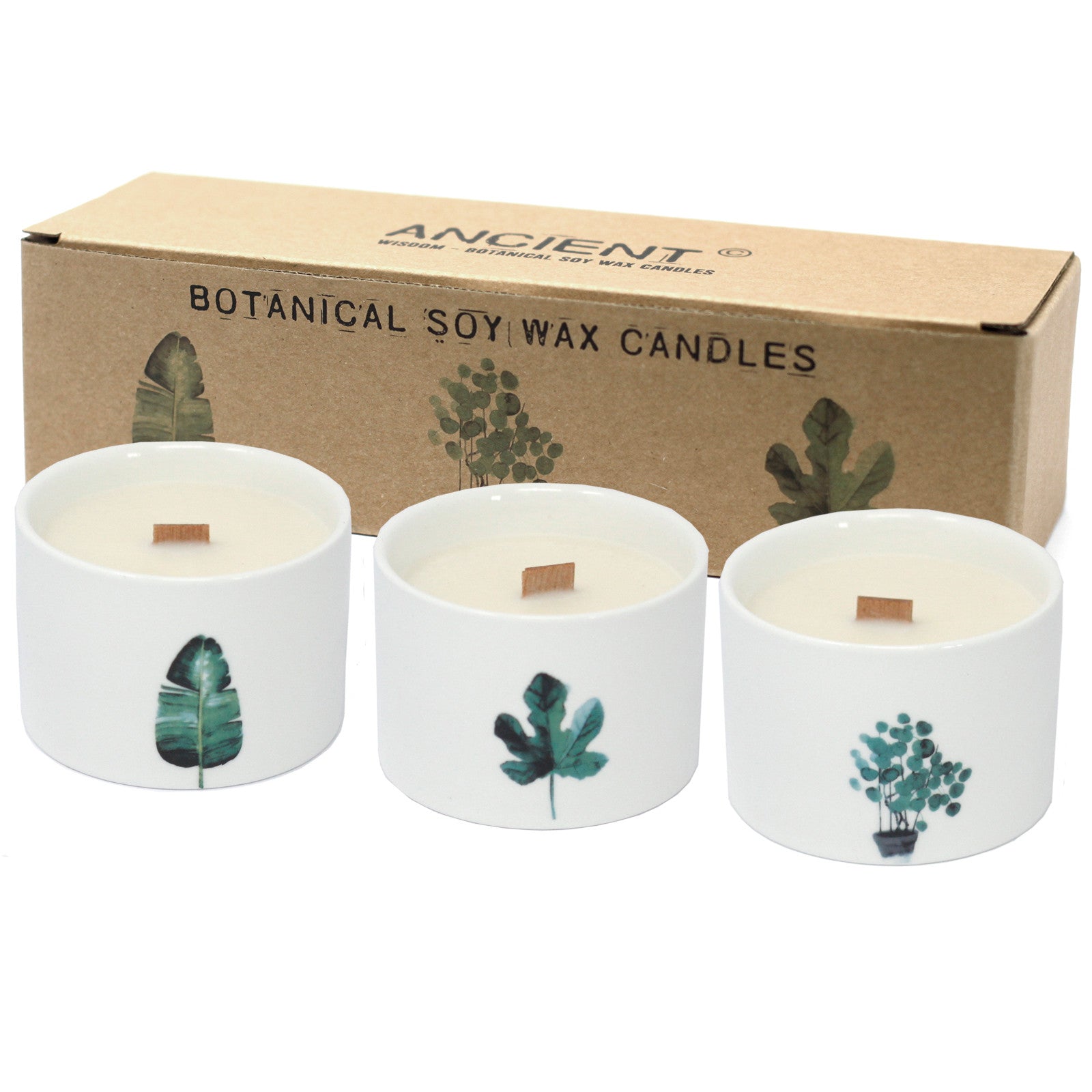 RRP£28 Set of 3 Soy Medium Candles (Wooden Wicks & Ceramic Jars) 3 Options