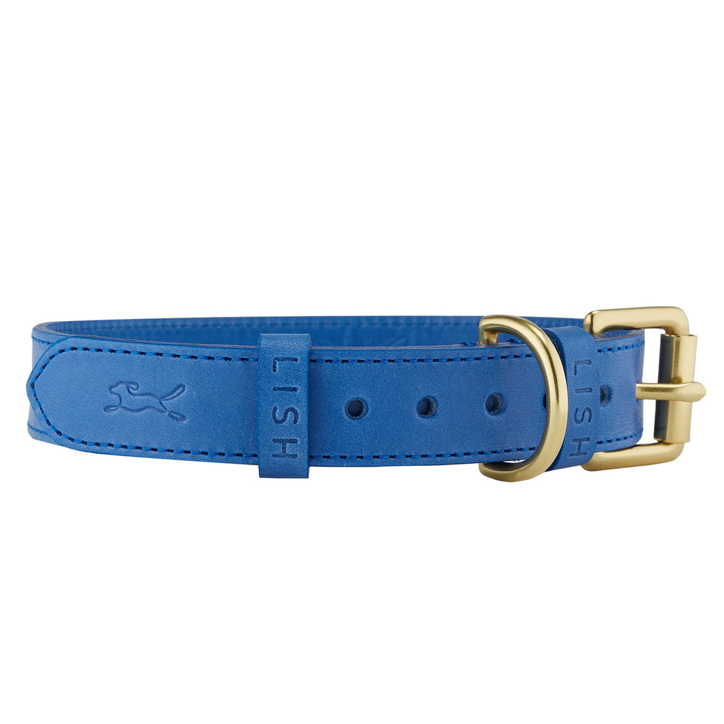 Blue - Luxury Designer Monogram Empreinte Leather Dog Collar