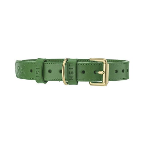 Coopers Avocado Green Eco Italian Leather Dog Collar | LISH