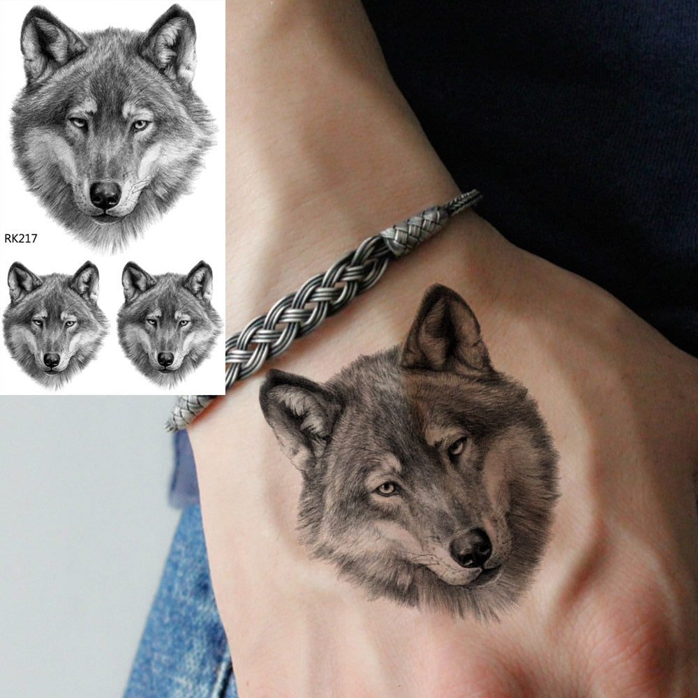 Real 3D Wolf Face Design Temporary Tattoo – WolfAmaze