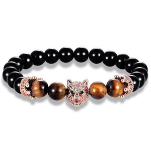 Natural Stone Beads Wolf Bracelet