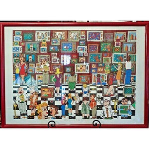 James Rizzi Its Time To Buy a New TV 2D Print Serigraph 1980s Vtg Pop Art Framed