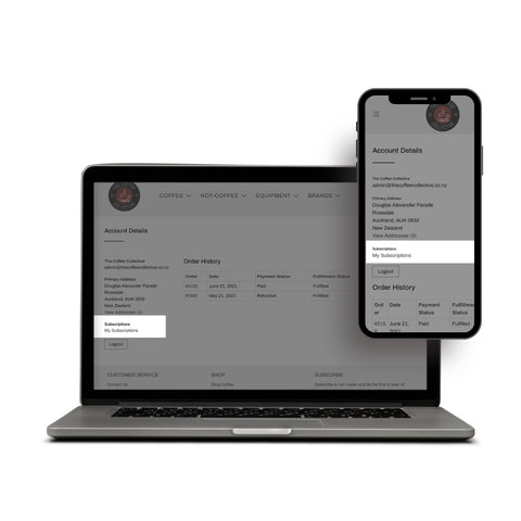 Manage your coffee subscription in your account portal
