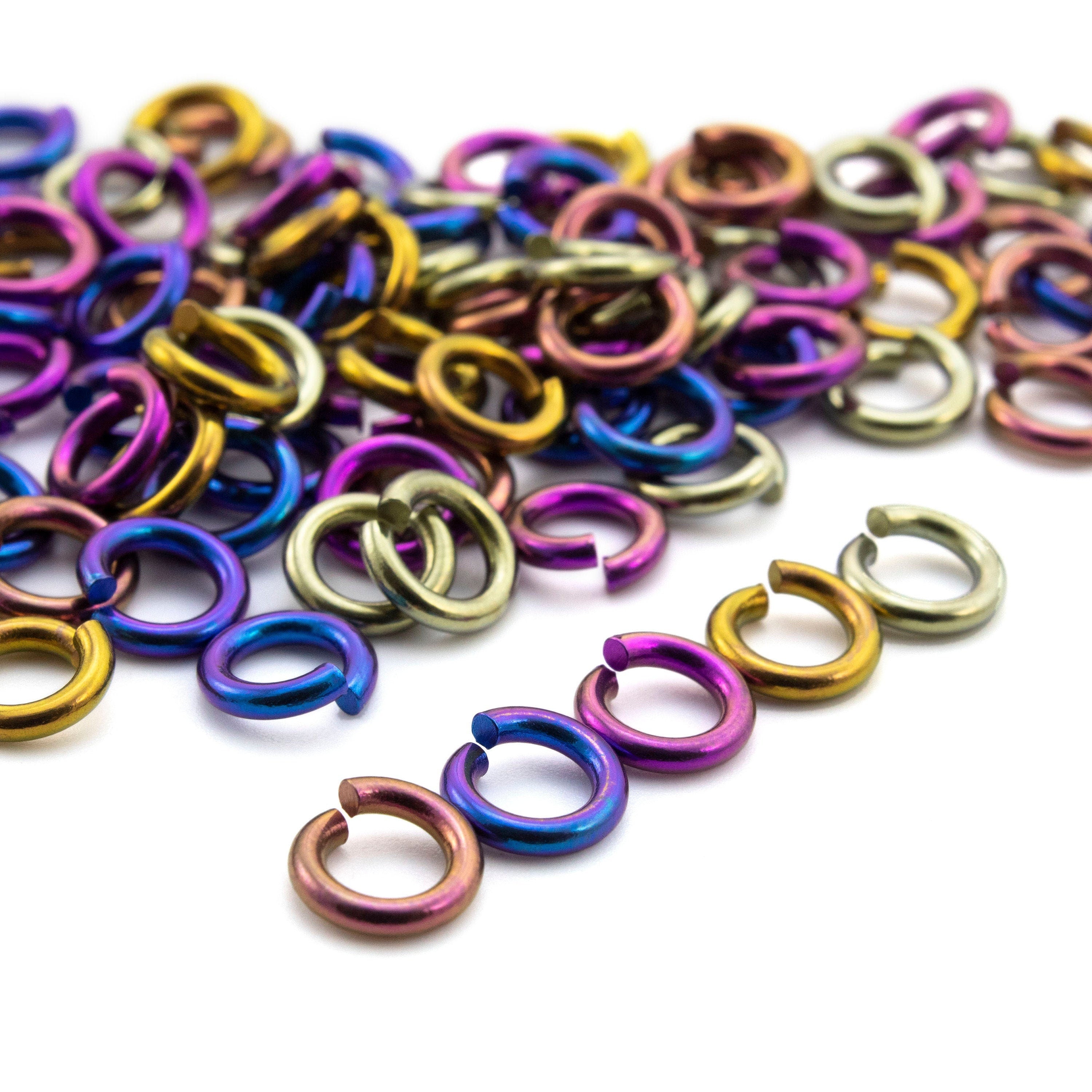 100 Magic Carpet Anodized Niobium Jump Rings in Your Choice of Gauge and Diameter
