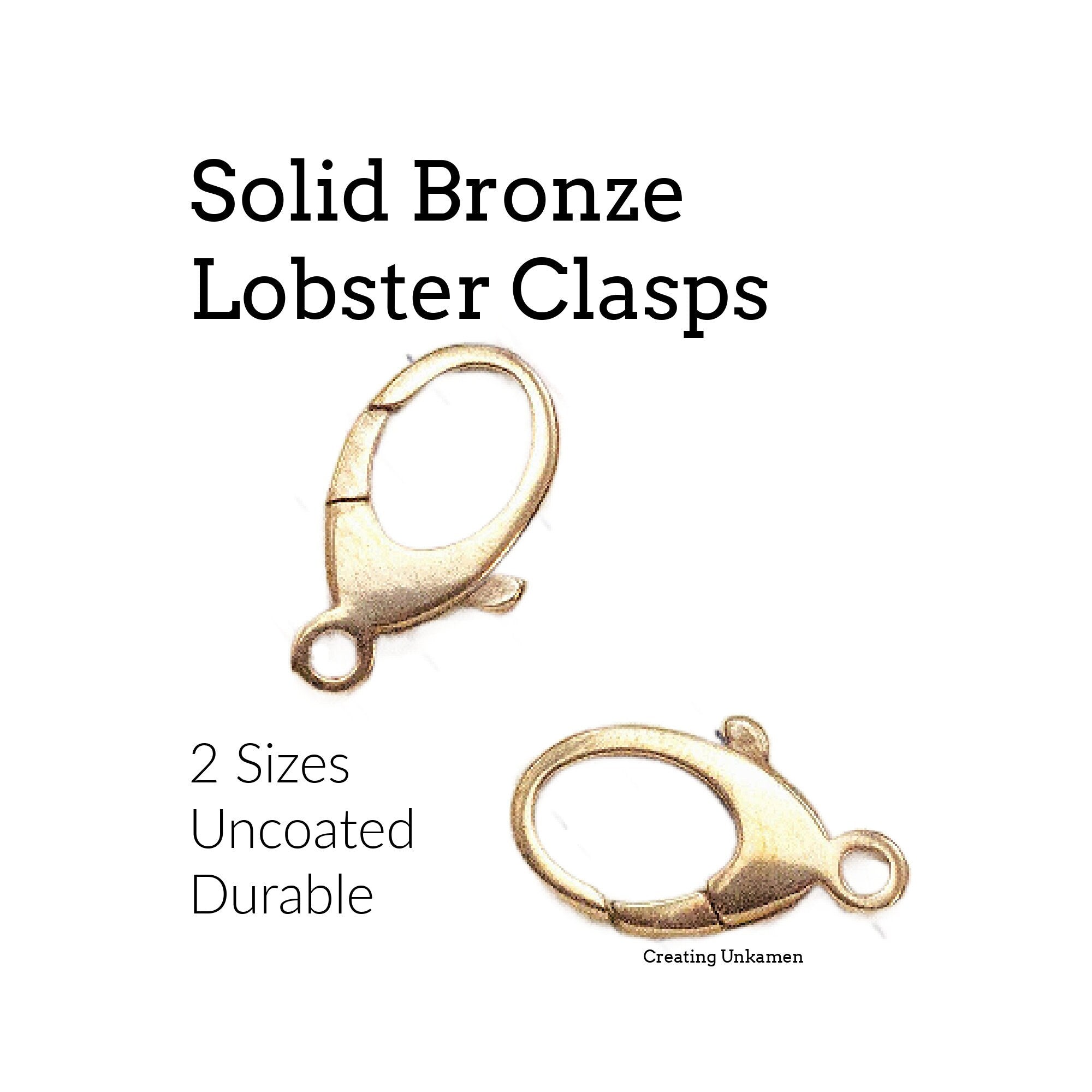 1 Solid Bronze Lobster Clasp - 13mm or 17mm - Made in the Italy - 100% Guarantee