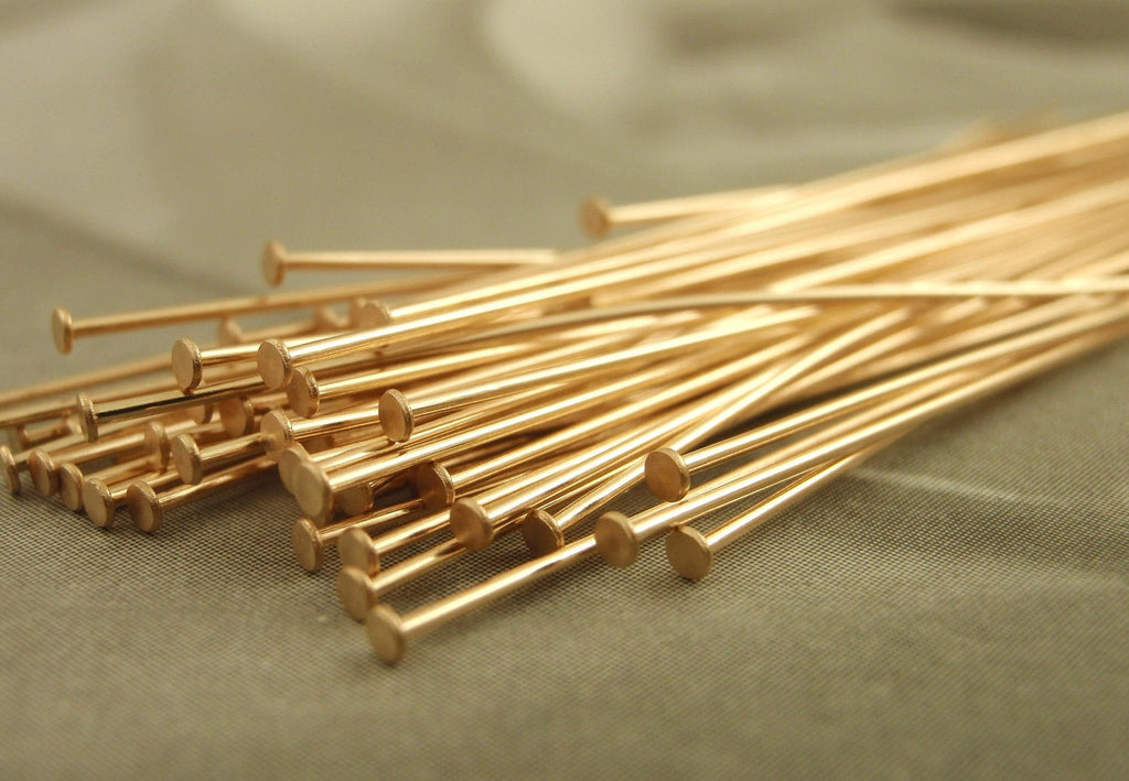 Bulk/fingerpick 100 Pcs Antique Copper FLAT Headpins Head Pins T Pins 2 Inch  50mm 22gauge 22G TPIN-22G-50 