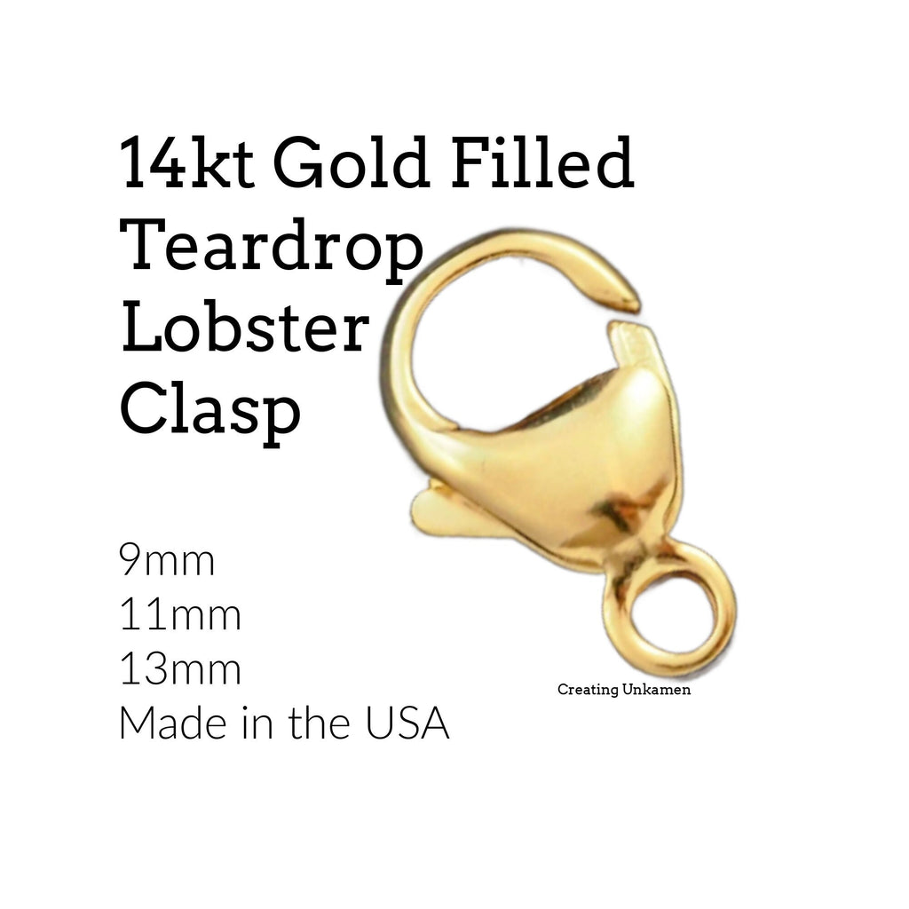 1 - 14kt Yellow Gold Filled Lobster Clasps - Teardrop 10mm, 13mm, 15mm –  Creating Unkamen