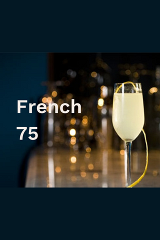 French 75 champagne flute with lemon peel garnish