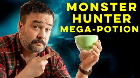 YouTube Thumbnail of Greg Titian with a Cocktail for the Monster Hunter Rise How To Drink Episode.
