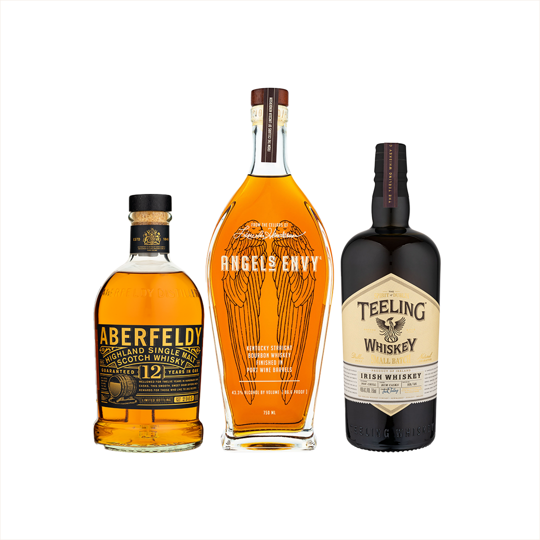 What'll It Be? Whisk(e)y Set: Aberfeldy 12, Angel's Envy, Teeling Small Batch