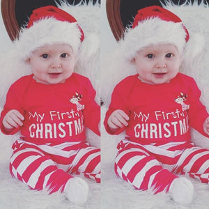 My First Christmas Stripe Bodysuit Set Playsets & Outfits-baby girl&baby boy PocPockets 