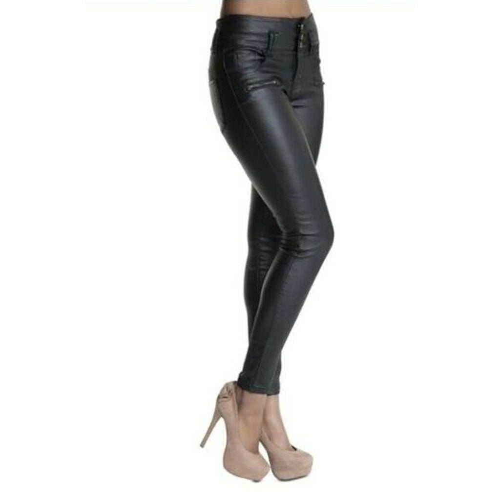 Women's Genuine Soft Red Leather Legging With Back Zip