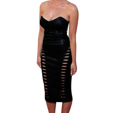 Genuine Leather Celebrity Brittany Kerr Black Dress