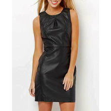 Women's Party Wear Real Leather Cocktail Dress Black leather top Dress ...