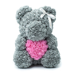 grey rose teddy bear