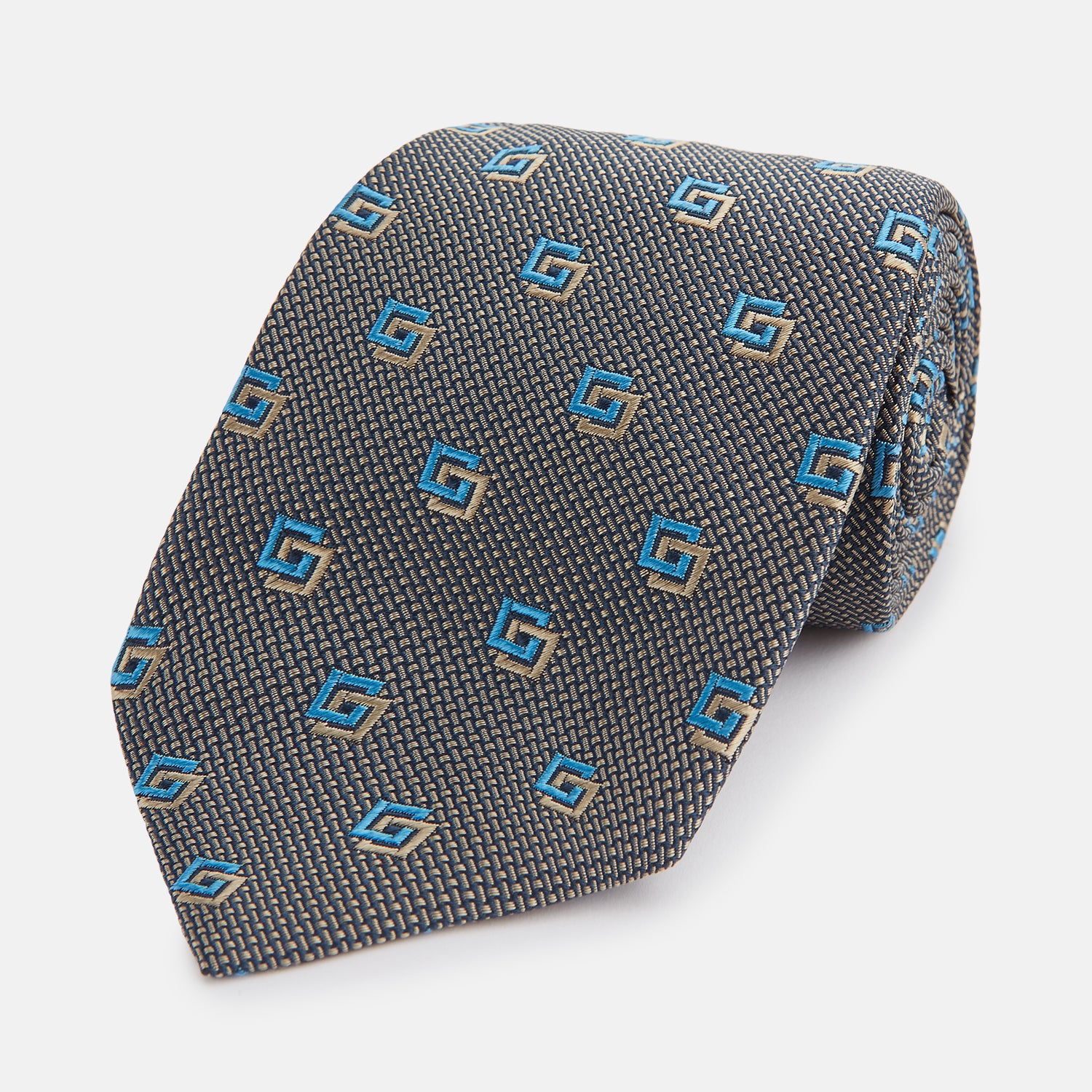 Blue and Gold Silk Tie product