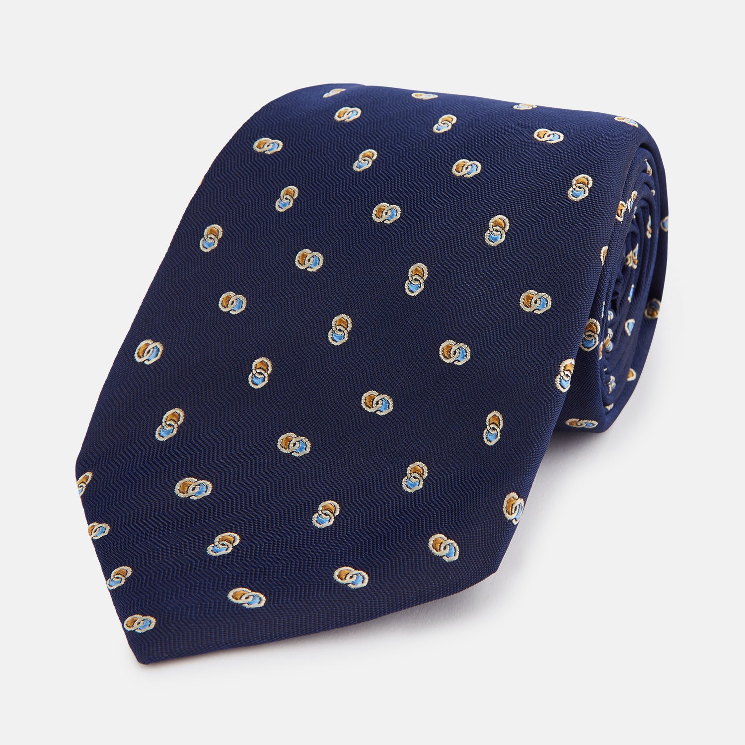 Blue and Gold Links Silk Tie