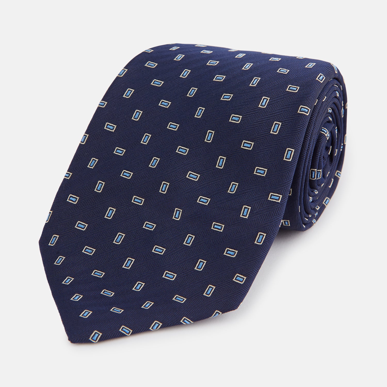 Navy Micro Rectangle Silk Tie product