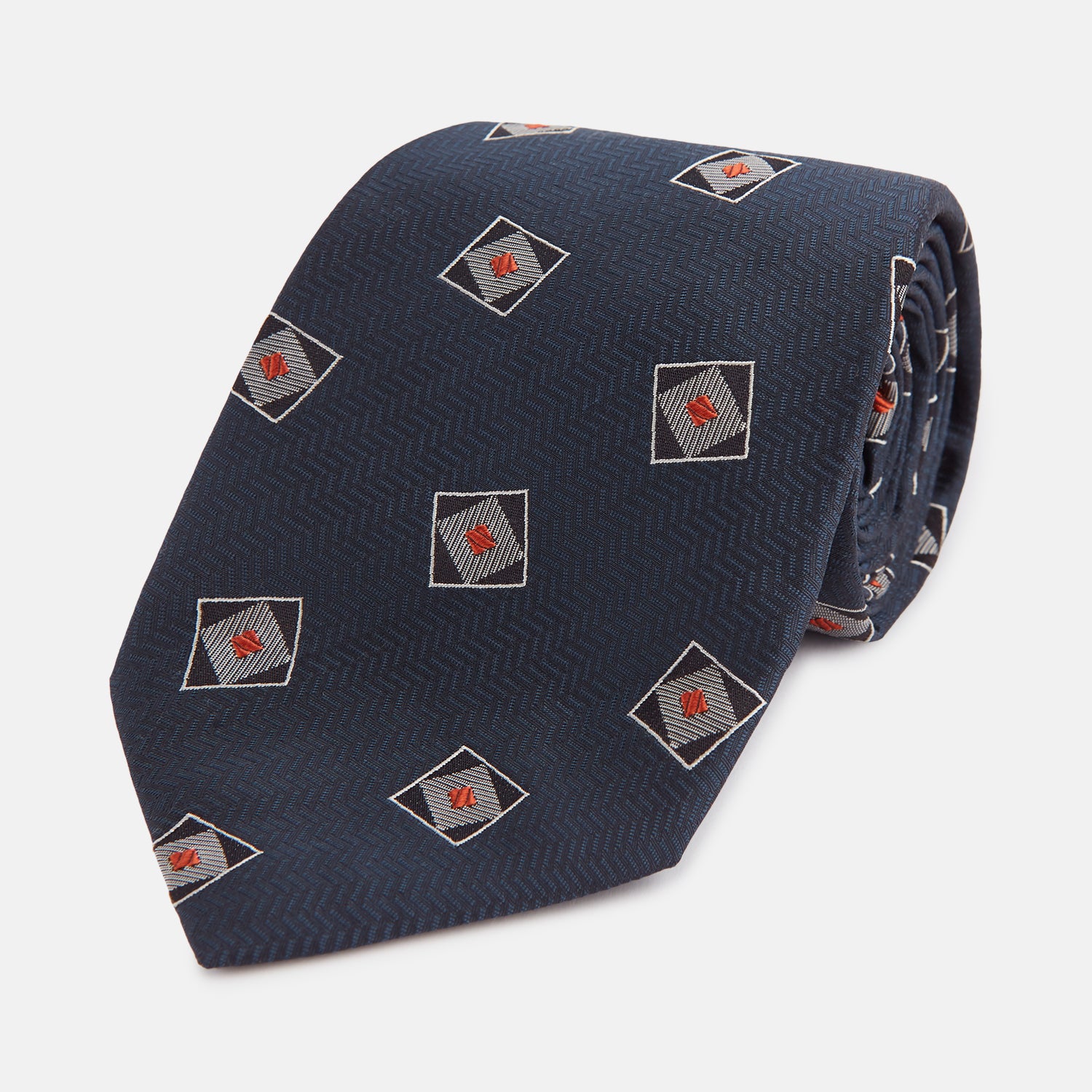 Grey Square Overlay Silk Tie