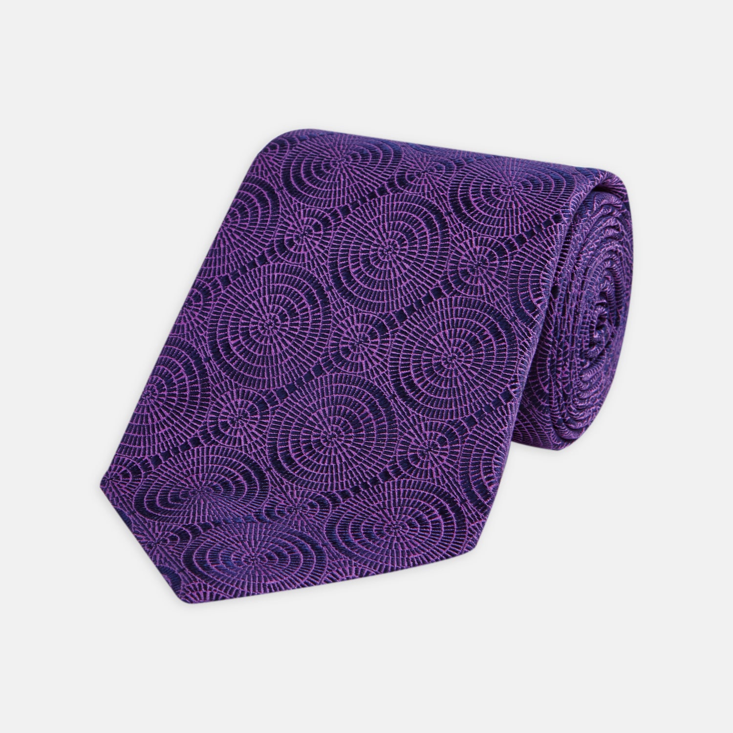 Spiral Circles Purple Silk Tie product