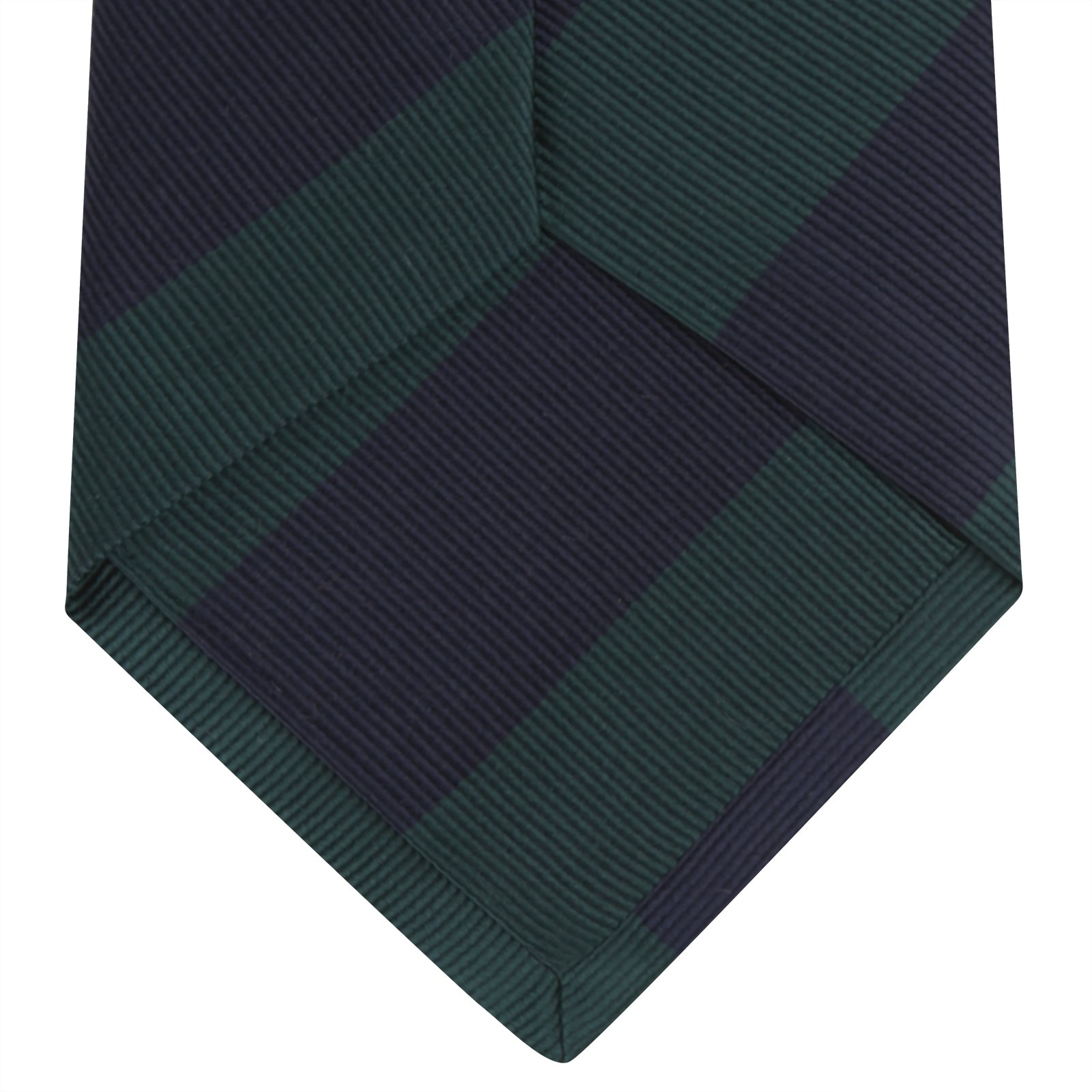Navy and Forest Green Block Stripe Repp Silk Tie | Turnbull & Asser