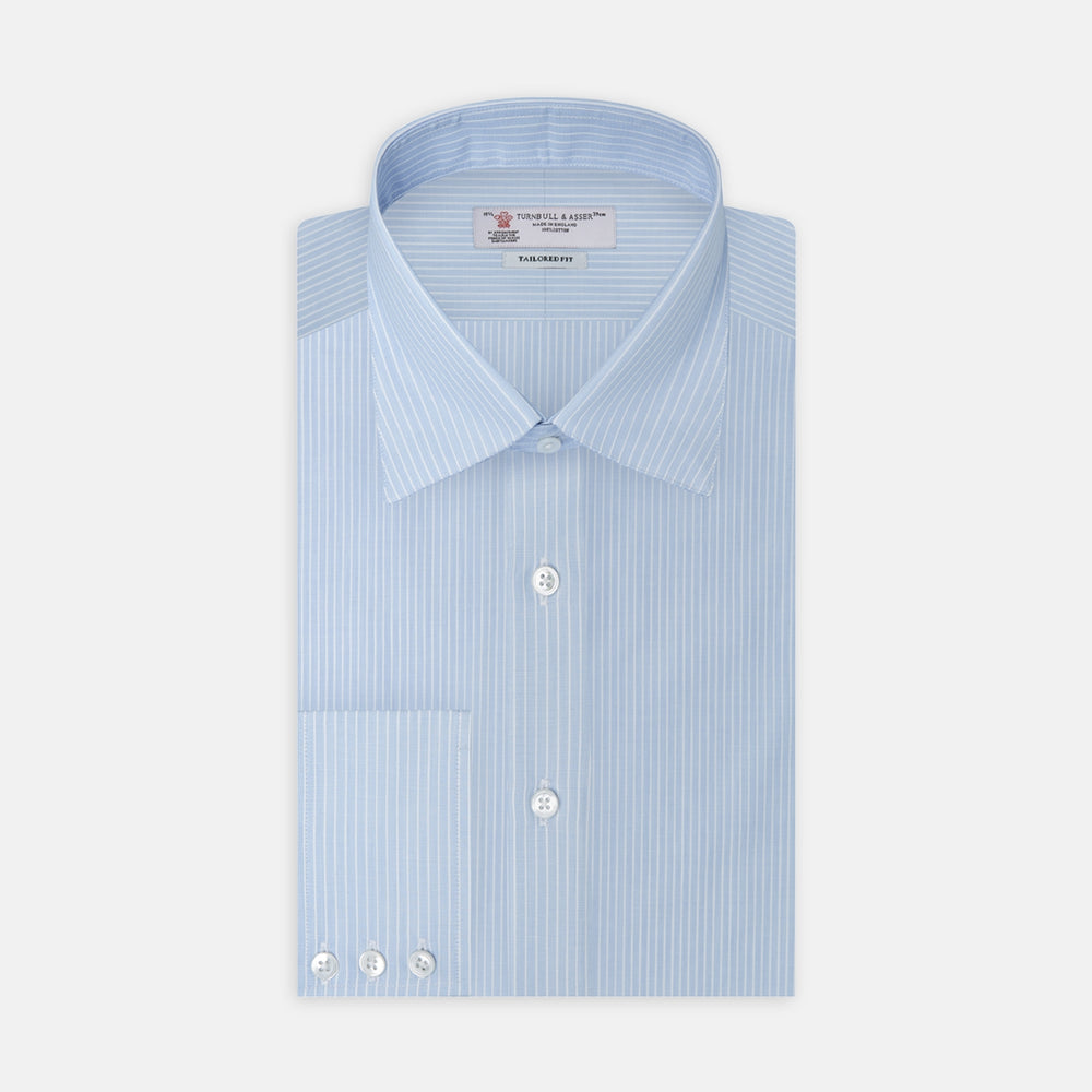 blue pinstripe shirt white collar