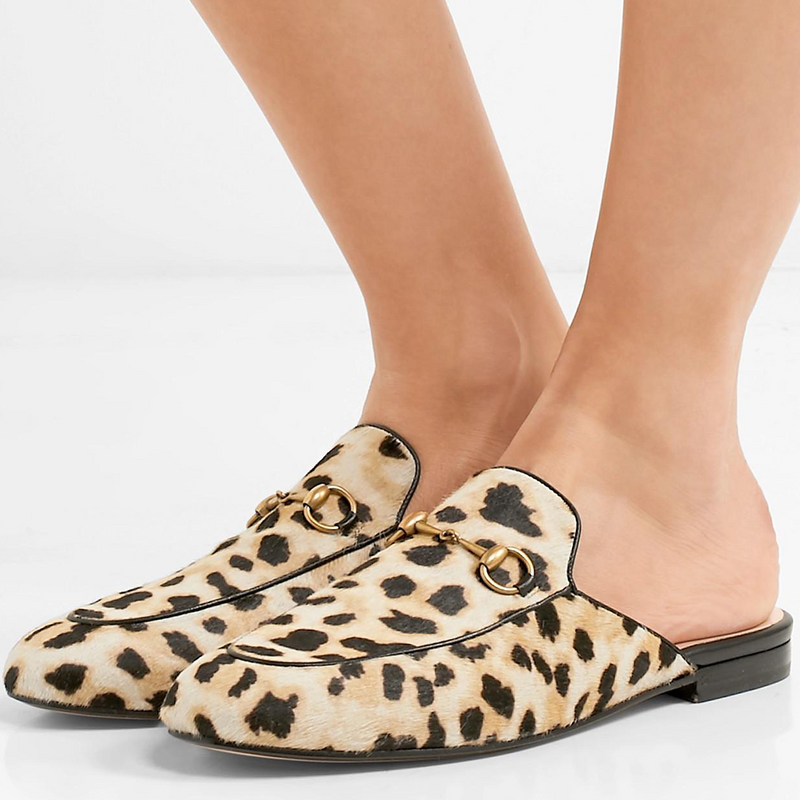 gucci leopard mules