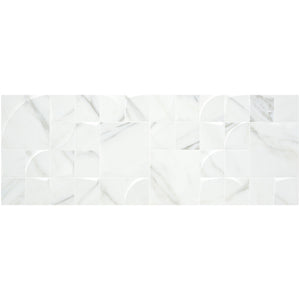 White marble effect wall tile with qube design