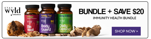 Stay Wyld Organics Immunity Health Bundle, Chaga, Turkey Tail and Daily 5-Blend Mushrooms