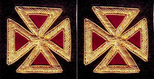 Knights Templar Sleeve Crosses - Bullion Embroidery - Regalialodge