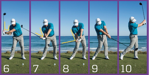 Through the hitting zone (6-10), these angles all unfold so that I can release the club into the back of the ball with plenty of leverage and power (Source: https://www.compleatgolfer.com/instruction/instruction-leveraging-power/).