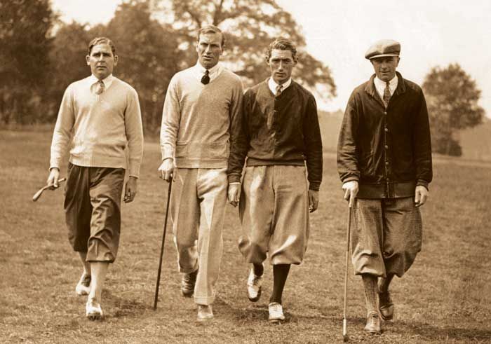 Golfers of the 1920s in baggy knickers sweaters and ties