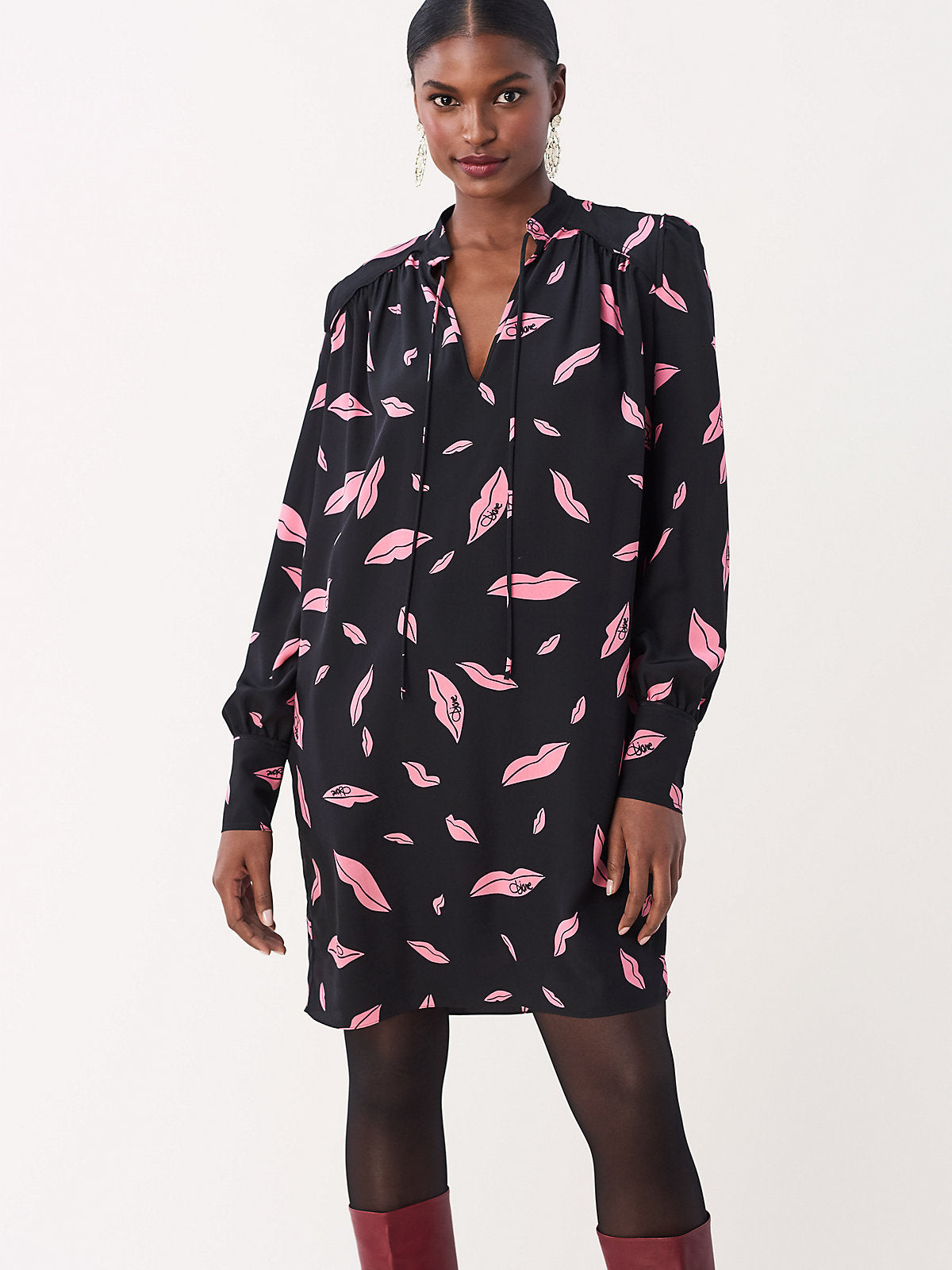 dvf silk shirt dress