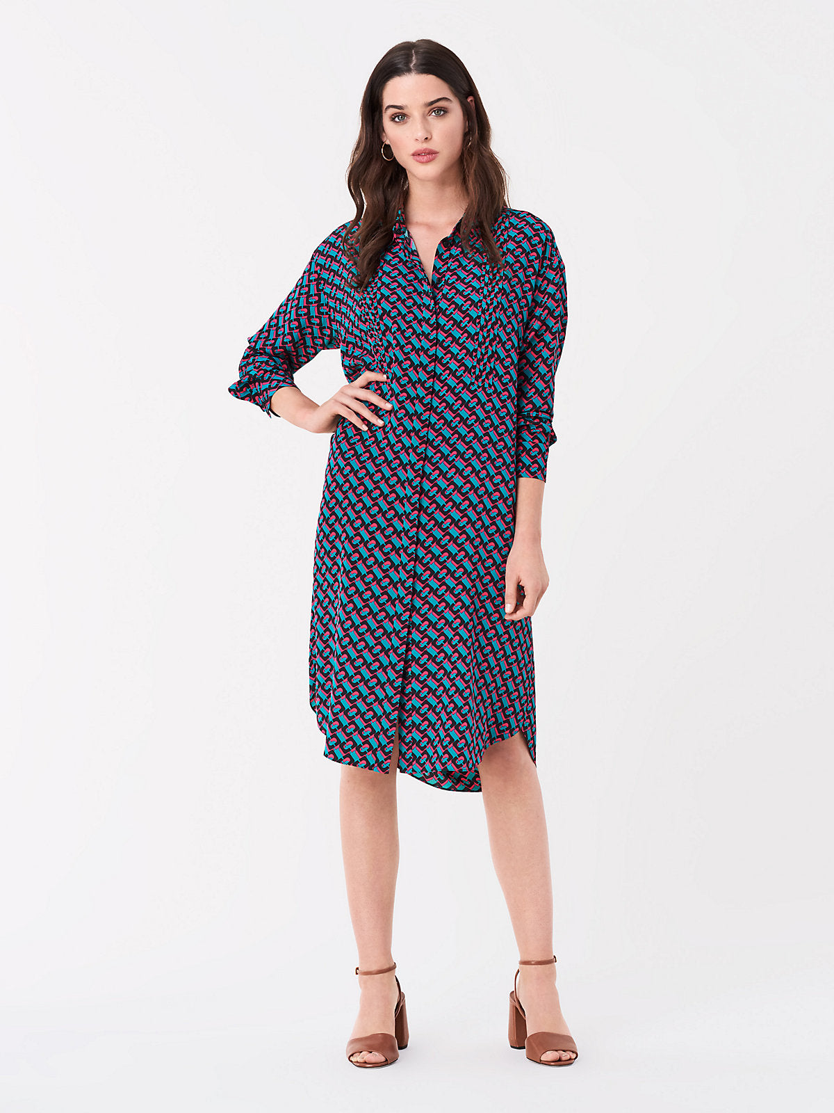 dvf silk shirt dress