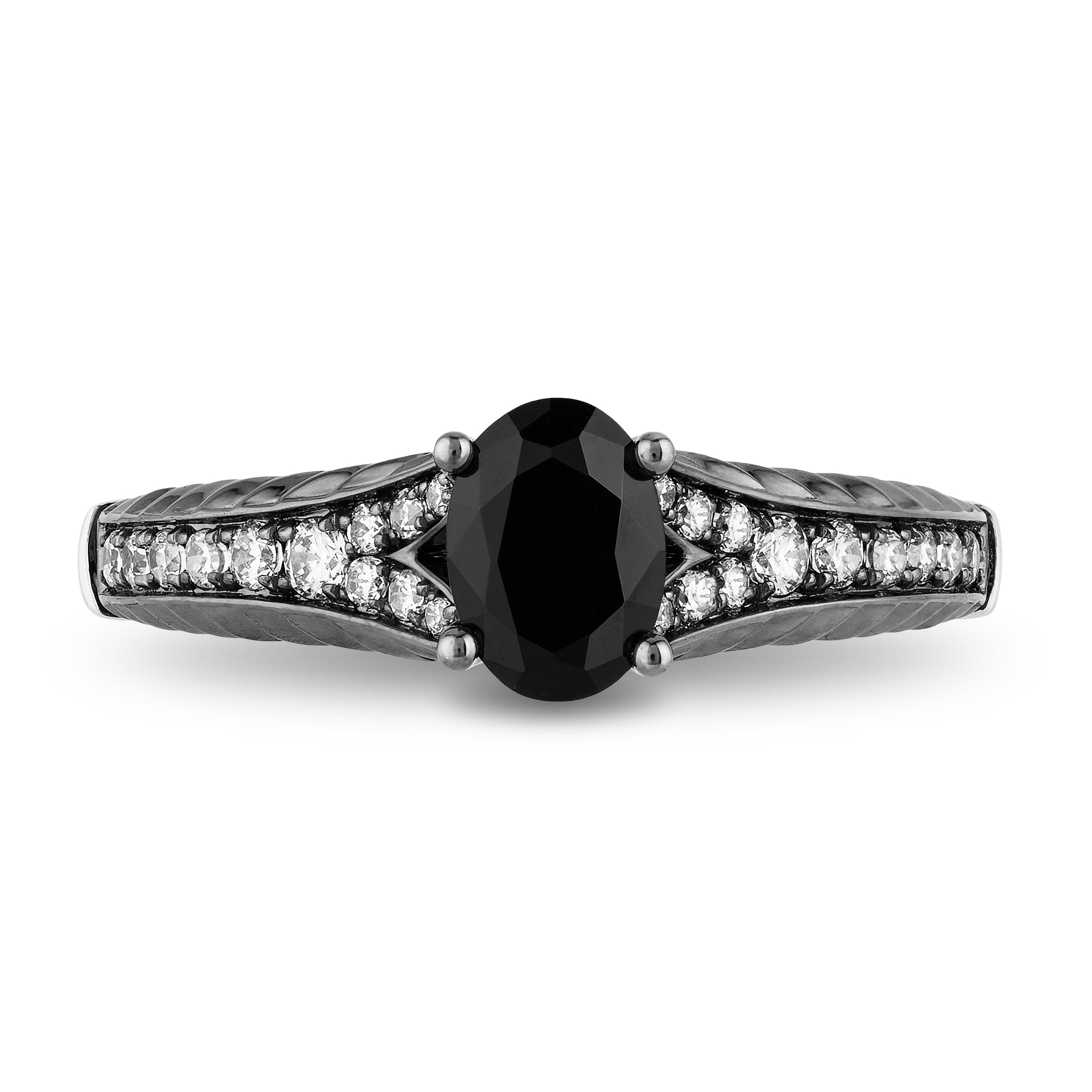 Enchanted Disney Fine Jewelry Black Rhodium over 14K White Gold with 1 CTTW White and Black Diamonds Maleficent Ring