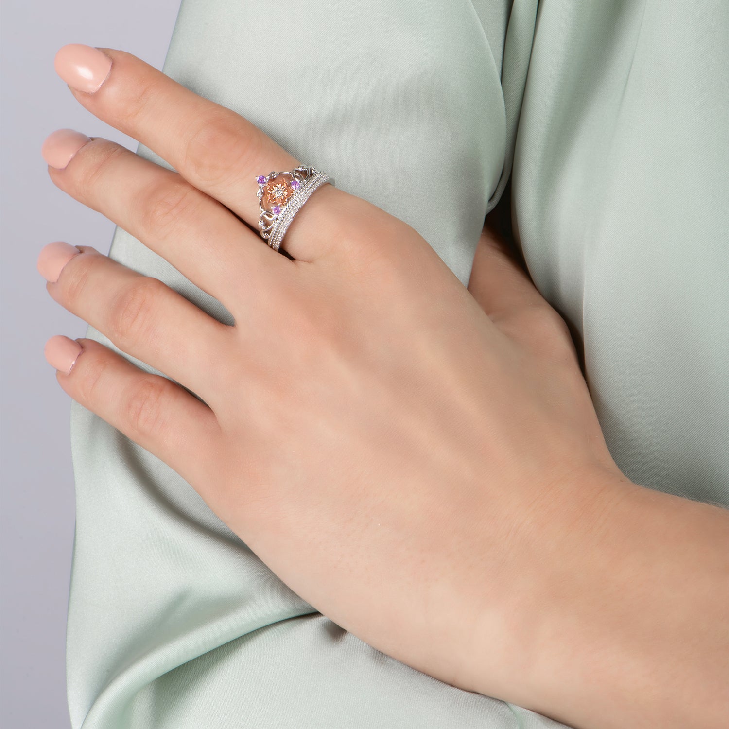 Versnellen Druppelen Ciro Disney Rapunzel Inspired Diamond Ring in 14K Rose Gold over Sterling Silver  1/10 CTTW | Enchanted Disney Fine Jewelry
