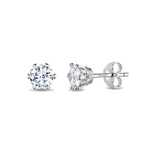 Enchanted Disney Fine Jewelry 14K White Gold with 1/2 CTTW Diamond Majestic Princess Solitaire Earrings