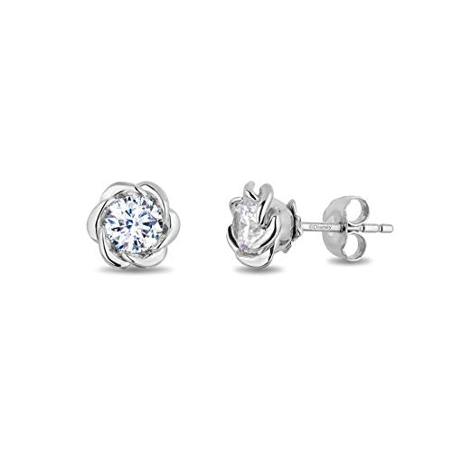 Enchanted Disney Fine Jewelry 14K White Gold with 1/2 CTTW Diamond Belle Solitaire Earrings