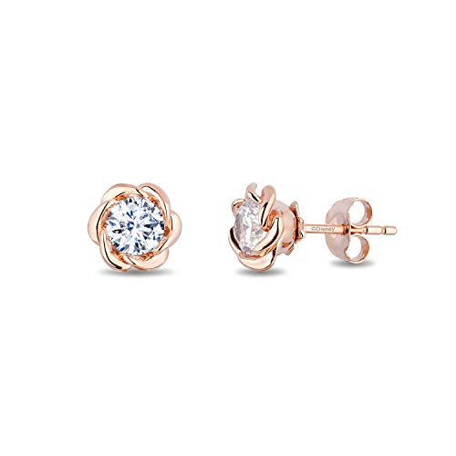 Enchanted Disney Fine Jewelry 14K Rose Gold with 1/2 CTTW Diamond Belle Solitaire Earrings