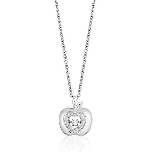 Enchanted Disney Fine Jewelry Sterling Silver 1/10 CTTW Snow White Apple Pendant Necklace