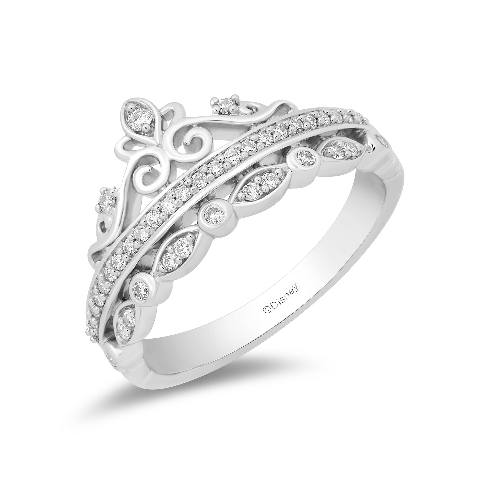 Enchanted Disney Fine Jewelry Sterling Silver with 1/4 CTTW Diamond Majestic Princess Ring