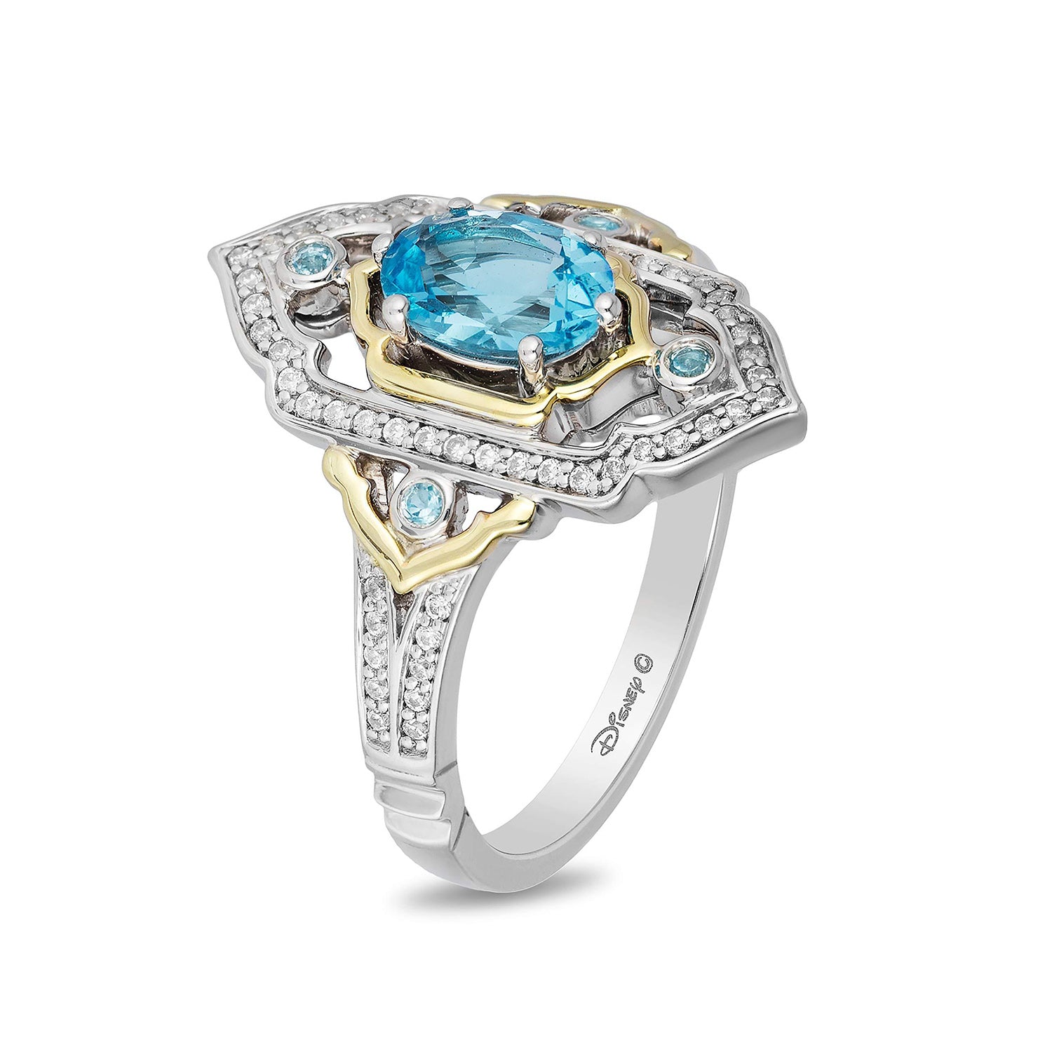 Disney Jasmine Inspired Diamond Ring With Swiss Blue Topaz Enchanted