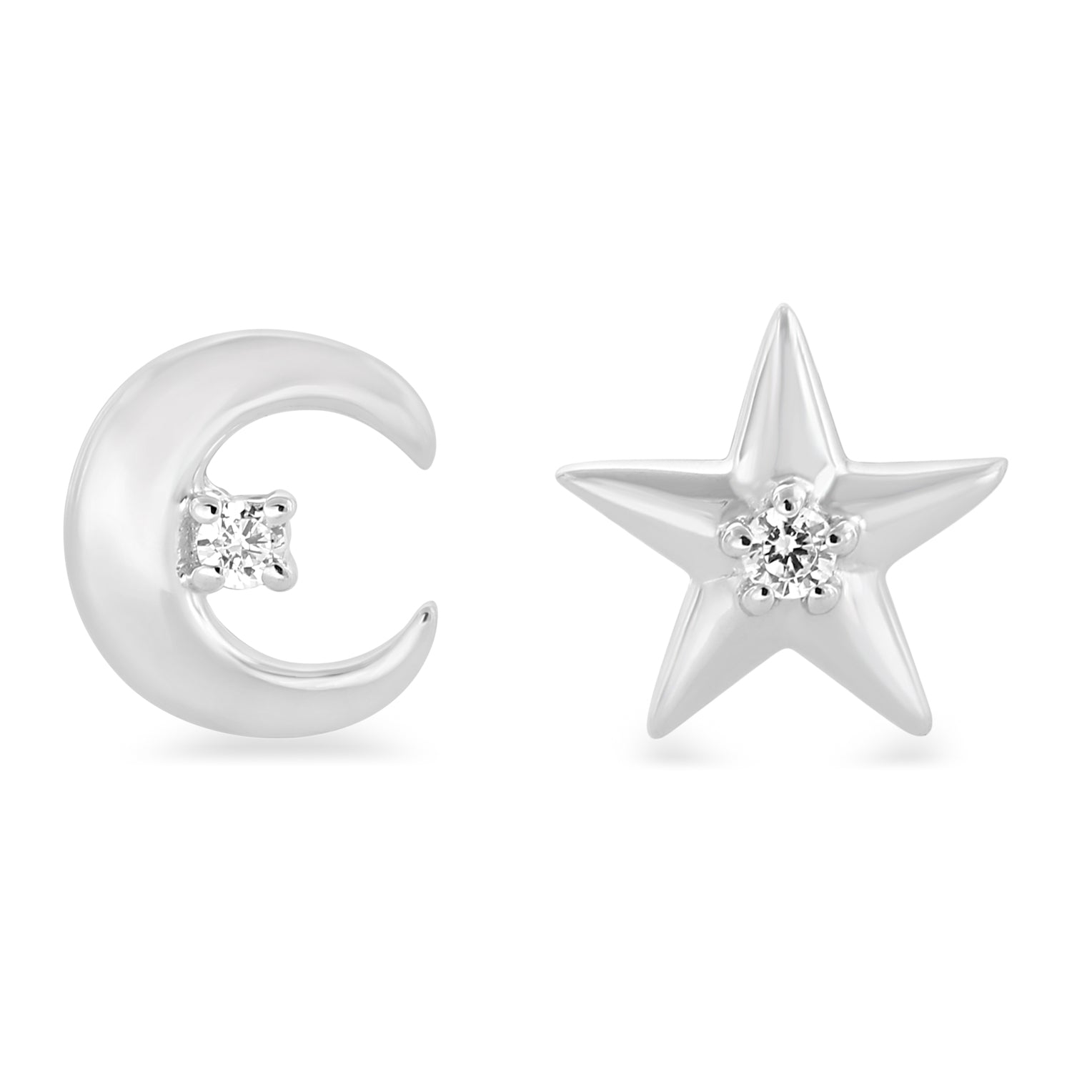 Disney Jasmine Inspired Diamond Star & Moon Earrings in Sterling Silver ...