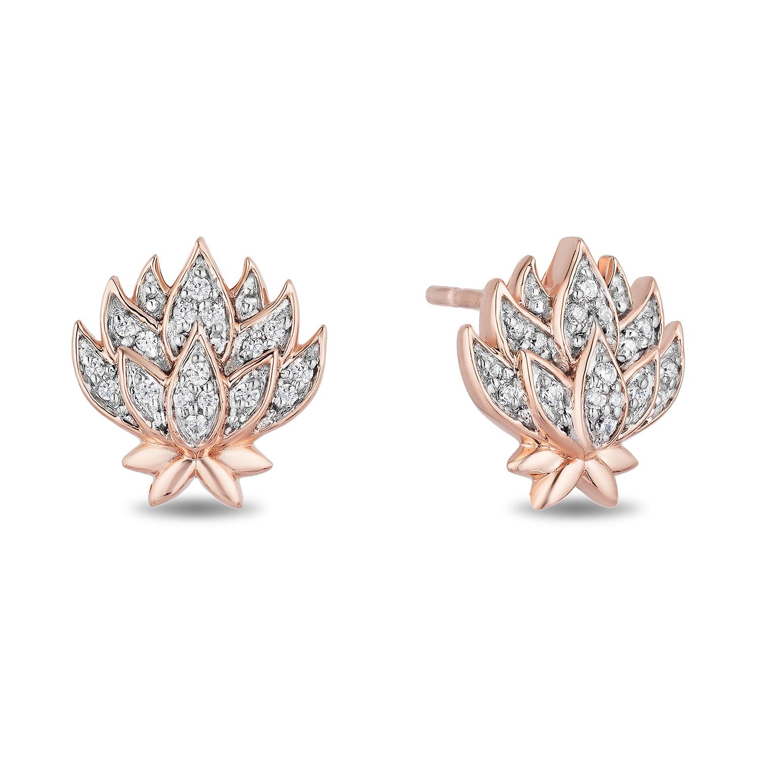 Enchanted Disney Fine Jewelry 14K Rose Gold over Sterling Silver 1/10 CTTW Jasmine Stud Earrings