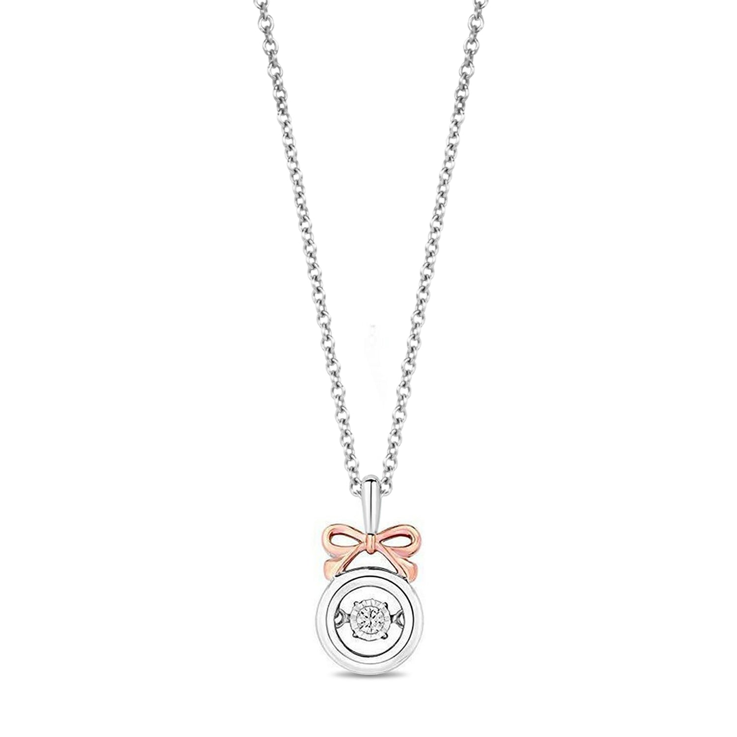 Enchanted Disney Fine Jewelry 14K Rose Gold Over Sterling Silver with 1/20 CTTW Snow White Necklace