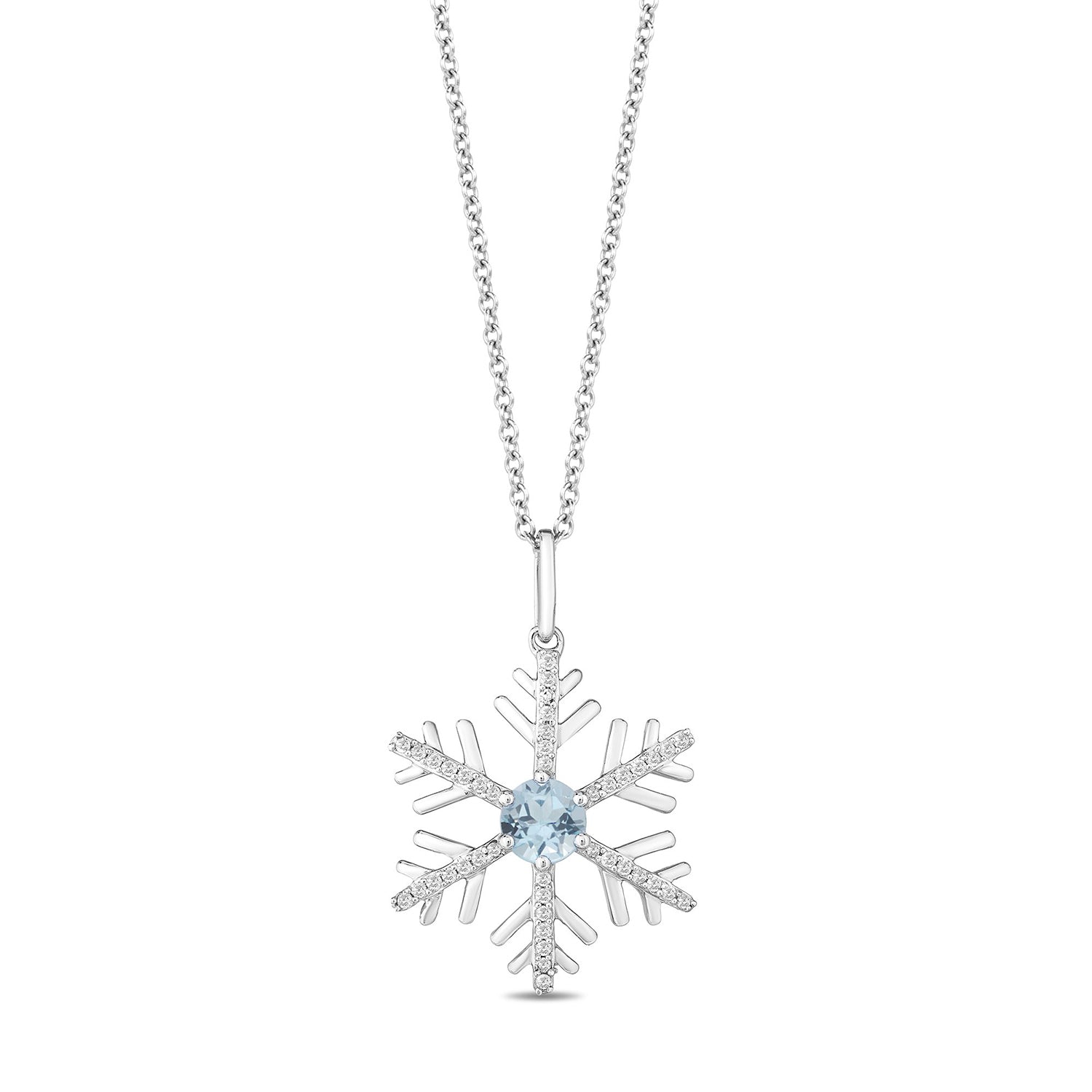 Disney Elsa Inspired Blue Topaz Snowflake Necklace Sterling Silver 1 6 Cttw Enchanted Disney Fine Jewelry