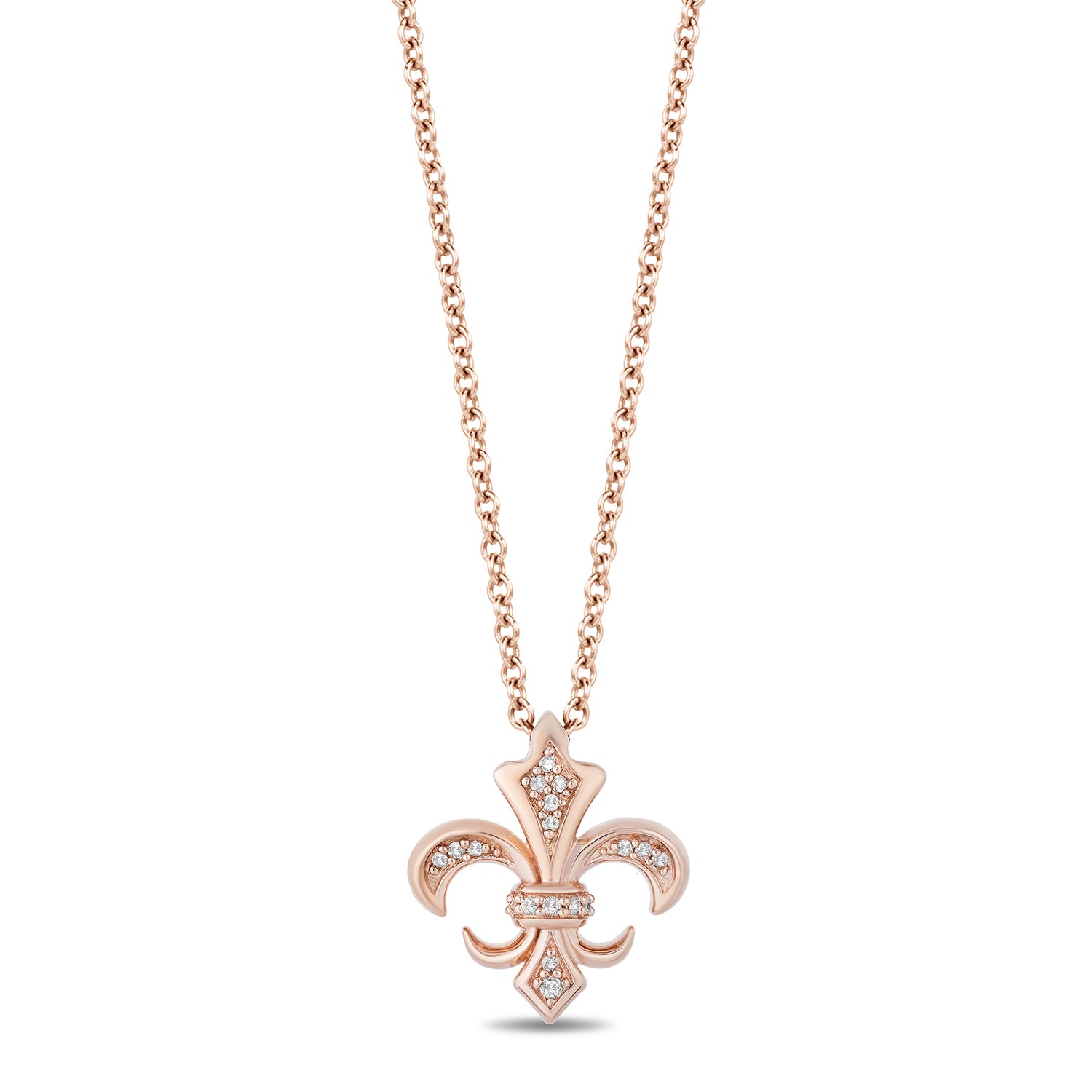 Enchanted Disney Fine Jewelry 14K Rose Gold over Sterling Silver with 1/20 CTTW Diamonds Aurora Pendant Necklace